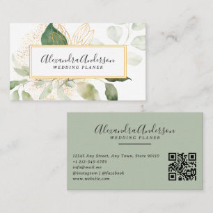 Elegant Eukalyptus Watercolor Goldene Landschaft Visitenkarte