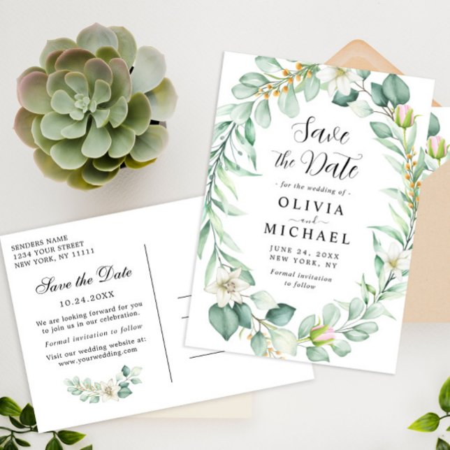 Elegant Eukalyptus Wedding Save the Date Card (Von Creator hochgeladen)