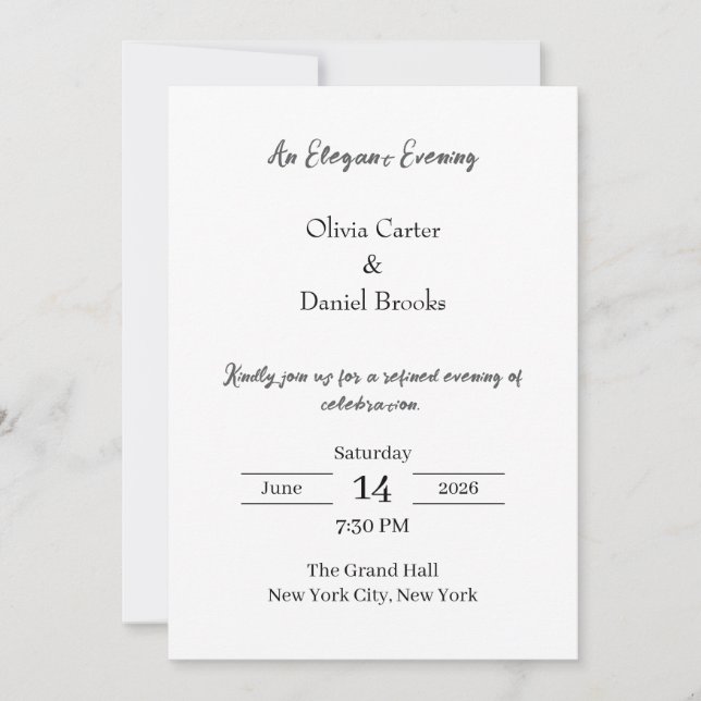 Elegant Evening Classic Wedding Invitation Einladung (Vorderseite)