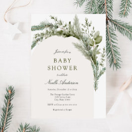 Elegant Evergreen Arch Baby Shower Einladung