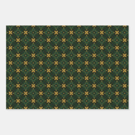 Elegant Evergreen Emerald Green und Gold Geschenkpapier Set