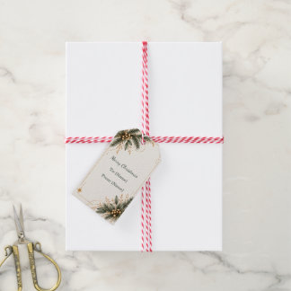 Elegant Evergreen Gold Merry Christmas Gift Tags Geschenkanhänger