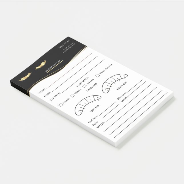Elegant Eyelash Client Record Form Post-it Klebezettel (angewinkelt)