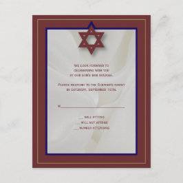 Elegant Fabric Bar Mitzvah Reply in Burgund RSVP Karte