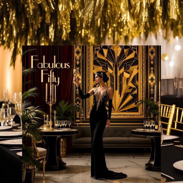 Elegant Fabulous 50. Art Deko Lady aus den 20er Ja Einladung (Von Creator hochgeladen)