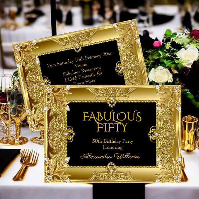 Elegant Fabulous Diamonds Gold Gems black Ankündigung (Von Creator hochgeladen)