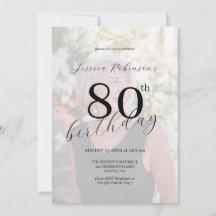 Élégant Faire-Part de 80 Ans avec Photo en Écritur