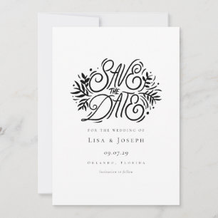 Élégant faire-part de calligraphie noir et blanc p