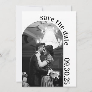 Élegant Faire-Part de Date de Mariage Noir et Blan