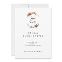 Élégant faire-part de date de sauvegarde avec rose