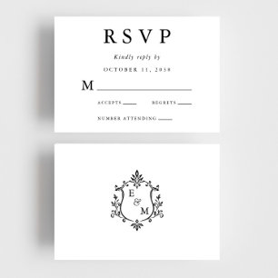 Élégant faire-part de mariage à blason monogramme