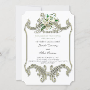 Élégant Faire-part de mariage à cadre d'or antique