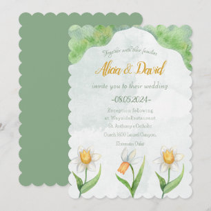Élégant Faire-part de mariage à fleurs Narcissus