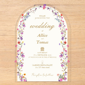 Élégant Faire-part de mariage acrylique à arc flor