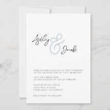 Elégant Faire-part de mariage bleu