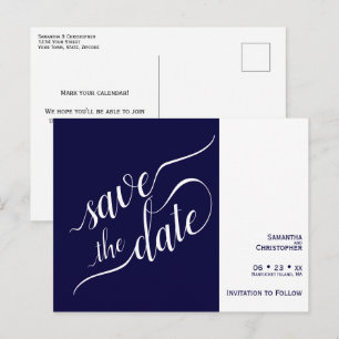 Élégant Faire-Part de Mariage Bleu Marine