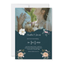 Elégant Faire-part de mariage bleu marine