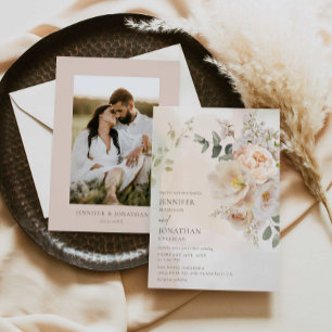 Élégant Faire-part de mariage botanique floral