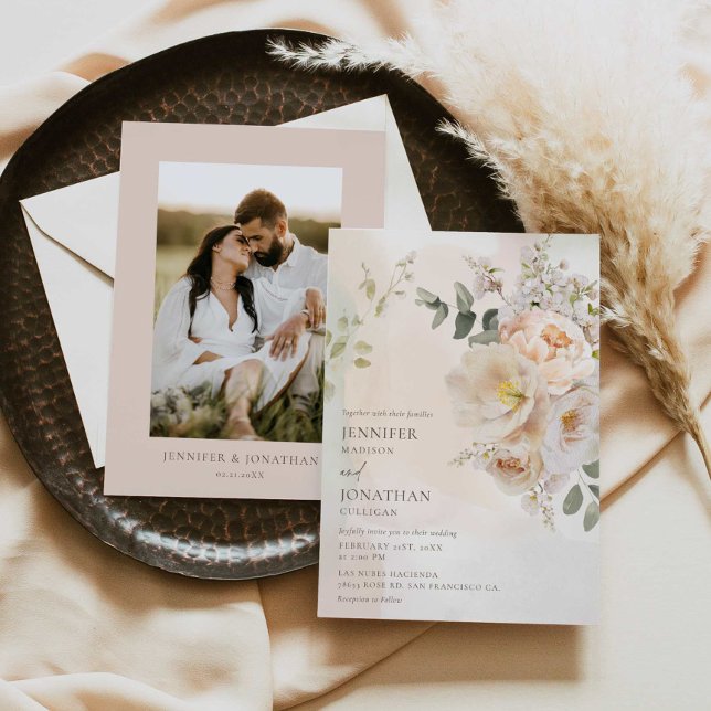 Élégant Faire-part de mariage botanique floral (Créateur téléchargé)