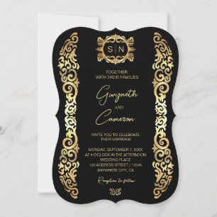 Elégant Faire-part de mariage cadre or