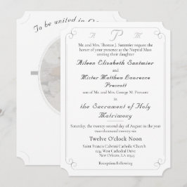 Élégant Faire-part de mariage catholique monograph