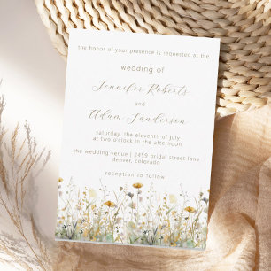 Élégant Faire-Part de Mariage Champ de Fleurs Sauv