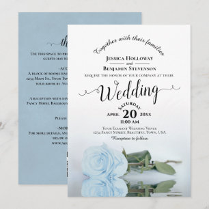 Élégant faire-part de mariage code QR Rose bleu pâ