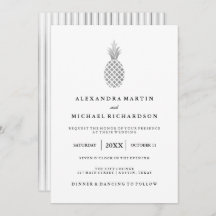Élégant Faire-part de mariage d'ananas en argent