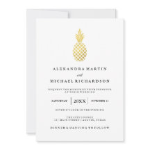 Élégant Faire-part de mariage d'ananas en or