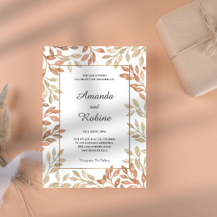 Elégant Faire-part de mariage d'aquarelle d'automn