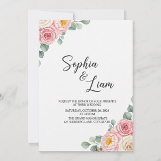 Elégant Faire-part de mariage d'aquarelle florale