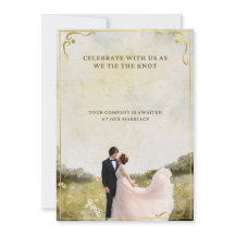 Elégant Faire-part de mariage d'aquarelle or | rom