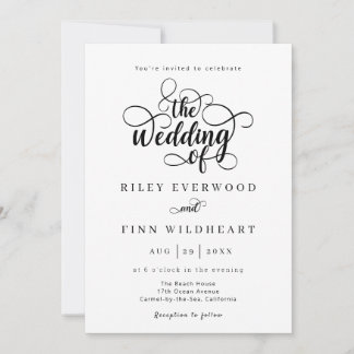 Élégant Faire-part de mariage de calligraphie mode