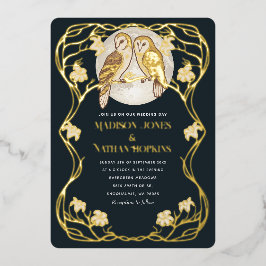 Élégant Faire-part de mariage de Chouettes Art Nou