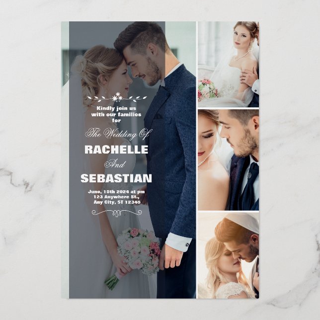Élégant Faire-part de mariage de collage moderne | (Recto)