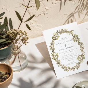 Élégant Faire-part de mariage de couronne de branc