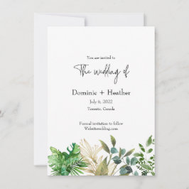 Élégant Faire-part de mariage de feuille botanique