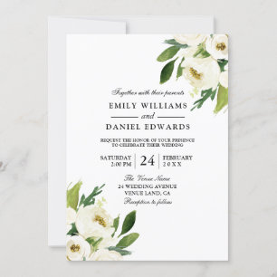 Élégant Faire-part de mariage de feuille verte flo
