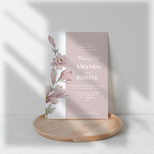 Élégant Faire-part de mariage de Magnolia rose