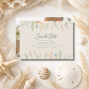 Élégant Faire-Part de Mariage de Plage aux Coquill