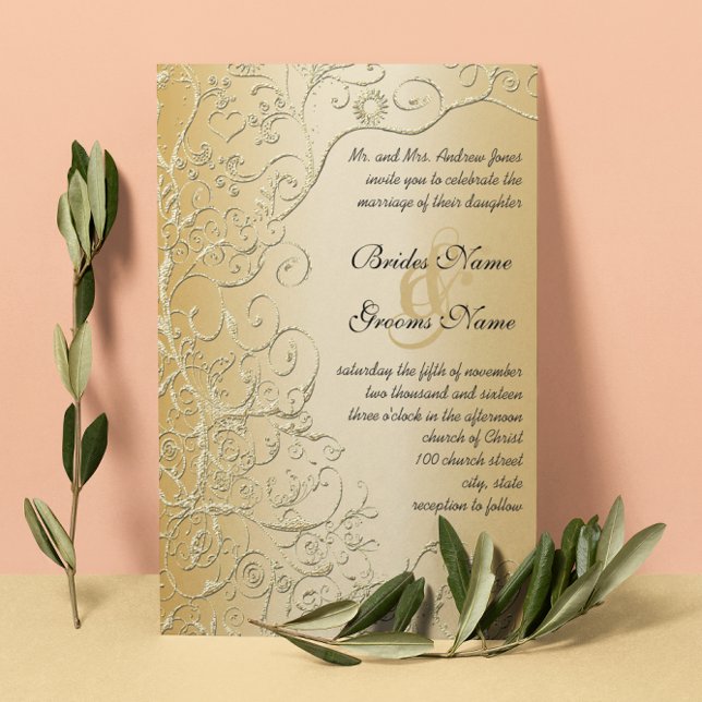 Élégant Faire-part de mariage de police noir en or (Créateur téléchargé)