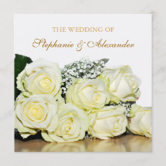 Elégant Faire-part de mariage de Roses Blanches