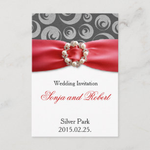 Élégant Faire-part de mariage de ruban rouge gris