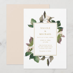 Élégant Faire-part de mariage de verdure rose