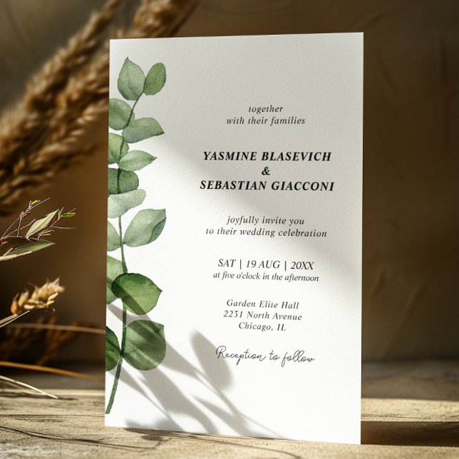 Elégant Faire-part de mariage d'Eucalyptus (Créateur téléchargé)