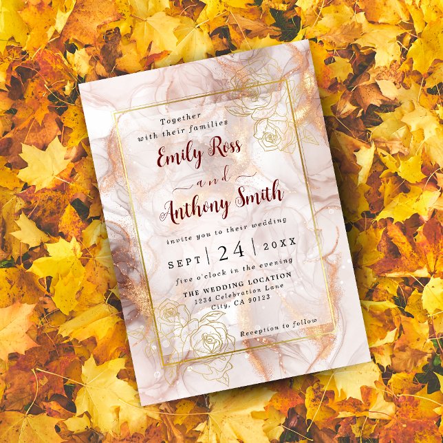 Élégant Faire-part de mariage En Bronze Et En Marb (Créateur téléchargé)