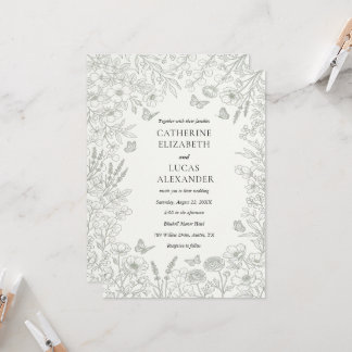 Élégant faire-part de mariage en ligne art Wildflo