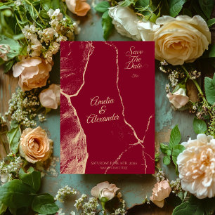 Élégant Faire-Part de Mariage en Marbre Bourgogne 