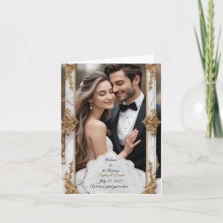 Elégant Faire-part de mariage en marbre et or