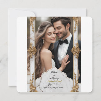 Elégant Faire-part de mariage en marbre et or